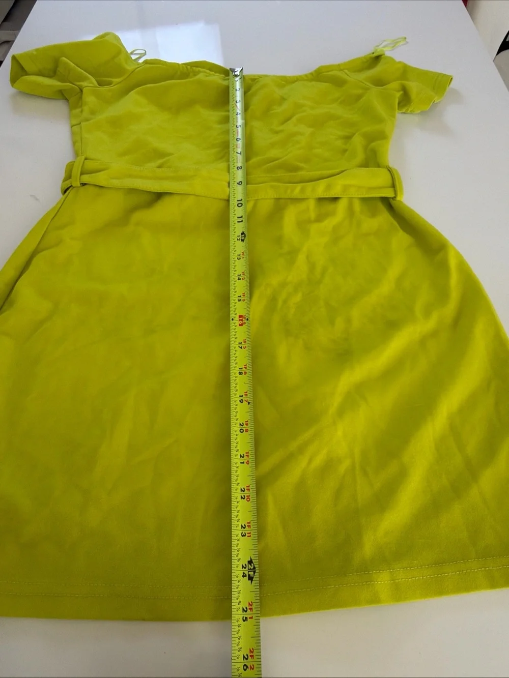 Boohoo Lime Neon Green Moto Asymmetric Zip Off The Shoulder Belted Mini Dress 14